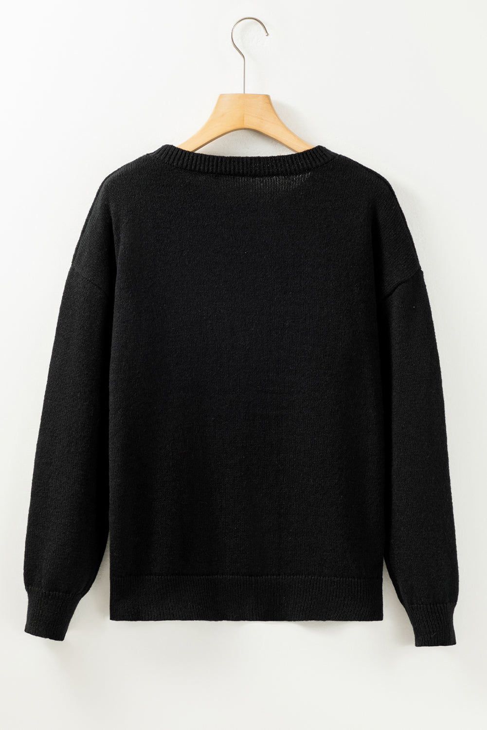 Black Howdy Heart Graphic Round Neck Casual Sweater