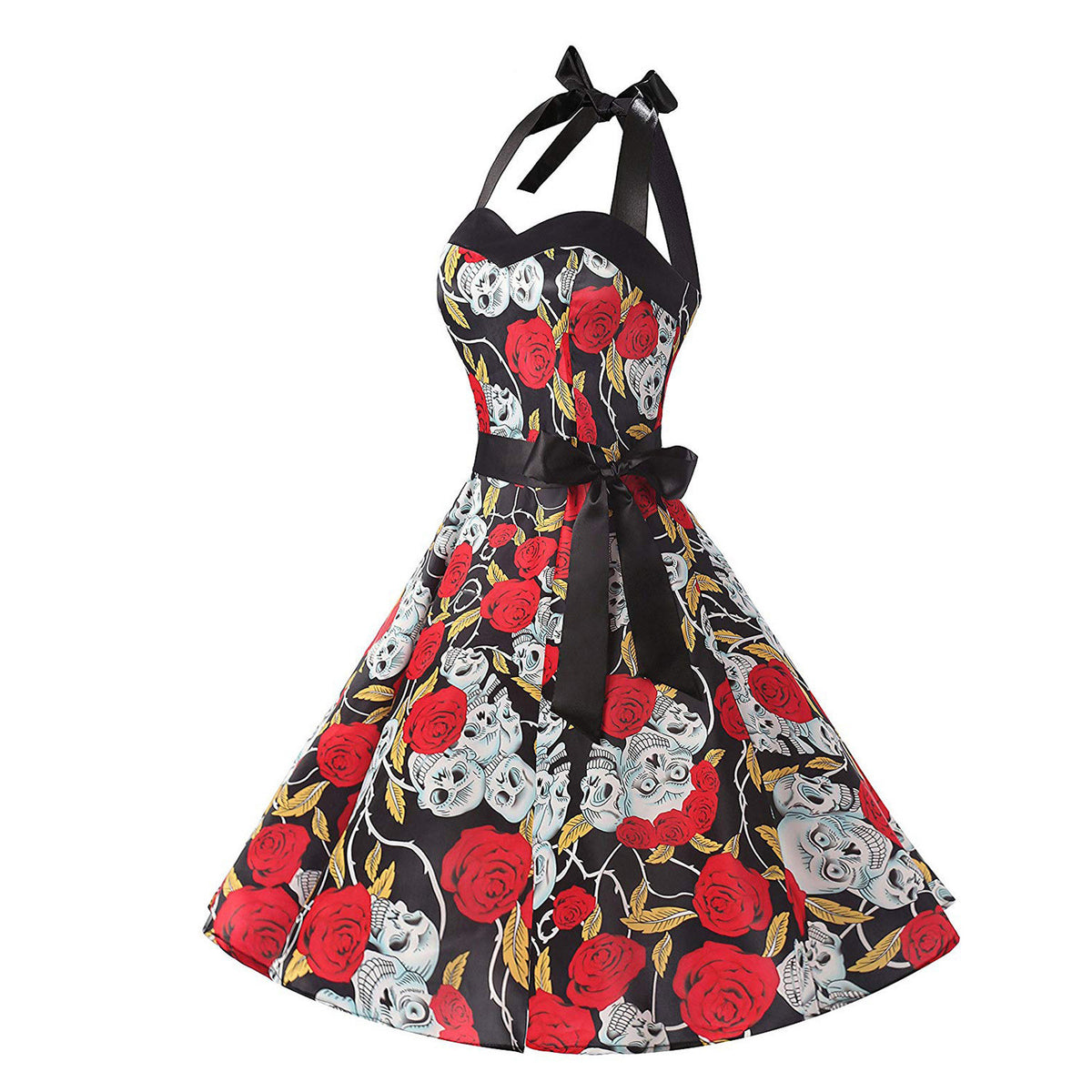 Halloween All Over Print Halter Hepburn Swing Dress