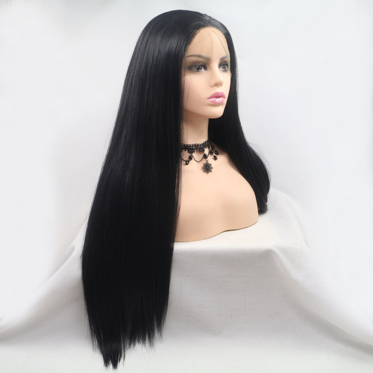 13x3 Lace Front Synthetic Wig – Long Straight 24-Inch, 130% Density