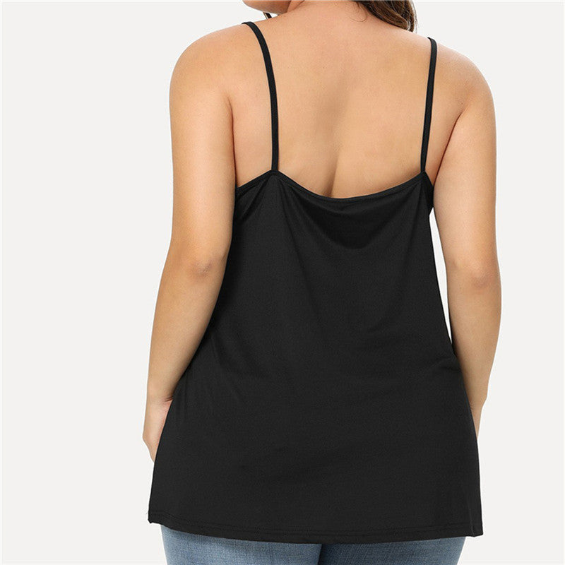 Simple Sexy Plus Size Lace Criss Cross Camisole Tank Top