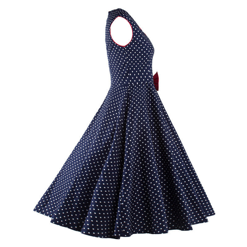 Polka Dot Side Bow Swing Dress