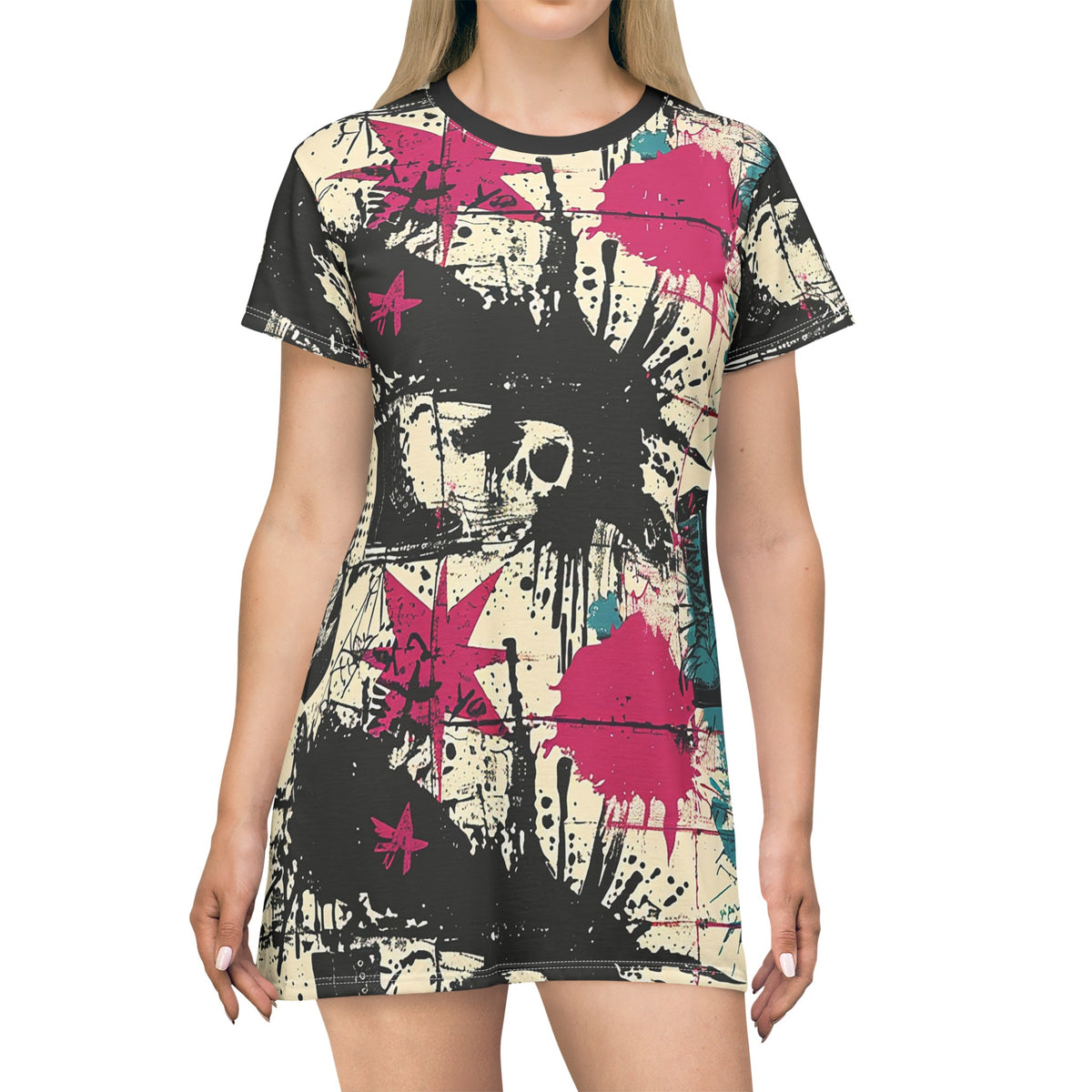 Punk Splatter Princess Print - T-Shirt Dress (AOP)