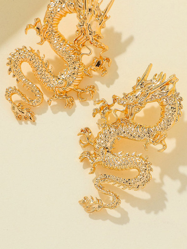 Dragon Shaped Solid Color Drop Earrings