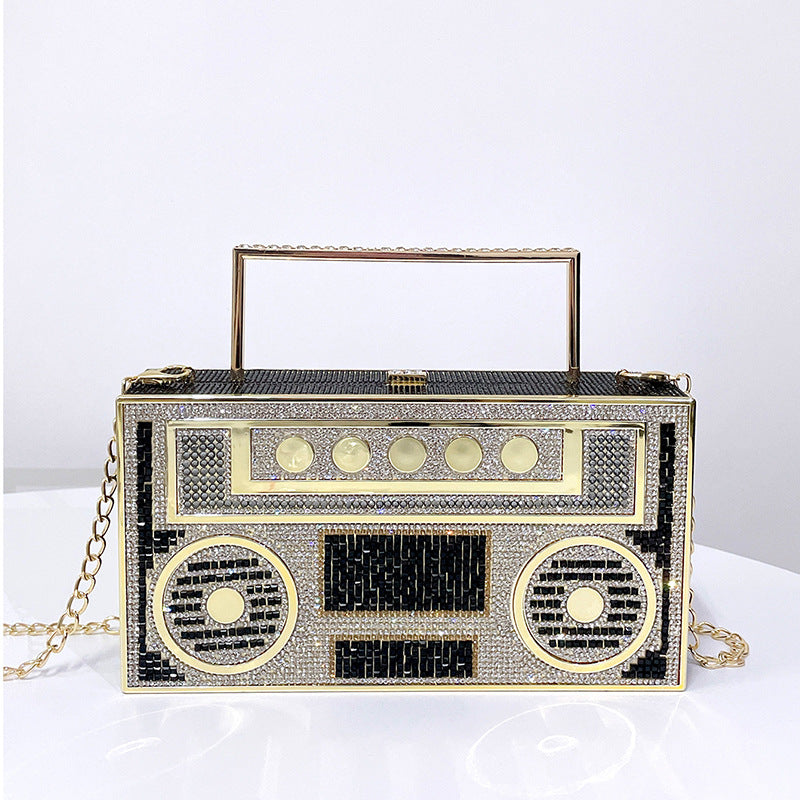 Ladies Fashion Personality Quirky Retro Boom Box Banquet Bag