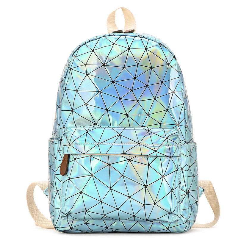 Holographic Geometric Medium Laser Backpack With Front Pocket