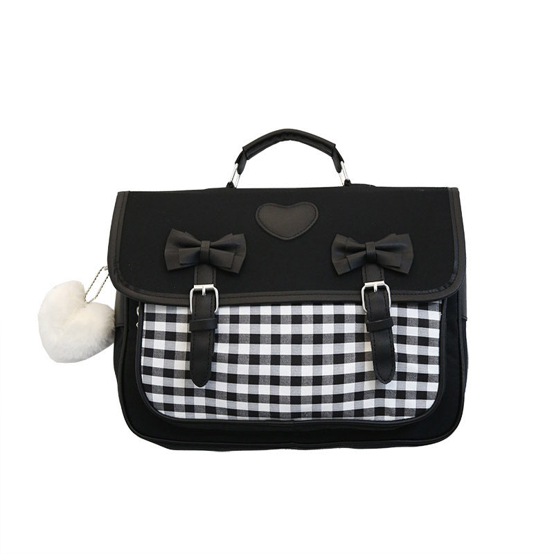 Fashion British Style Girls' Checkered Messenger Style Crossbody Tote Bag