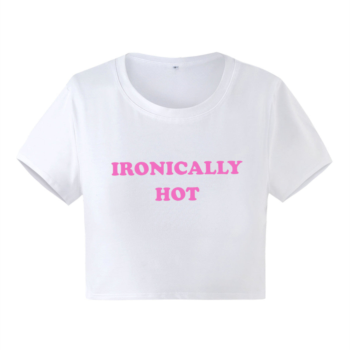 Ironically Hot Graphic Print Retro Throwback Cropped Short Sleeve Tee Shirt