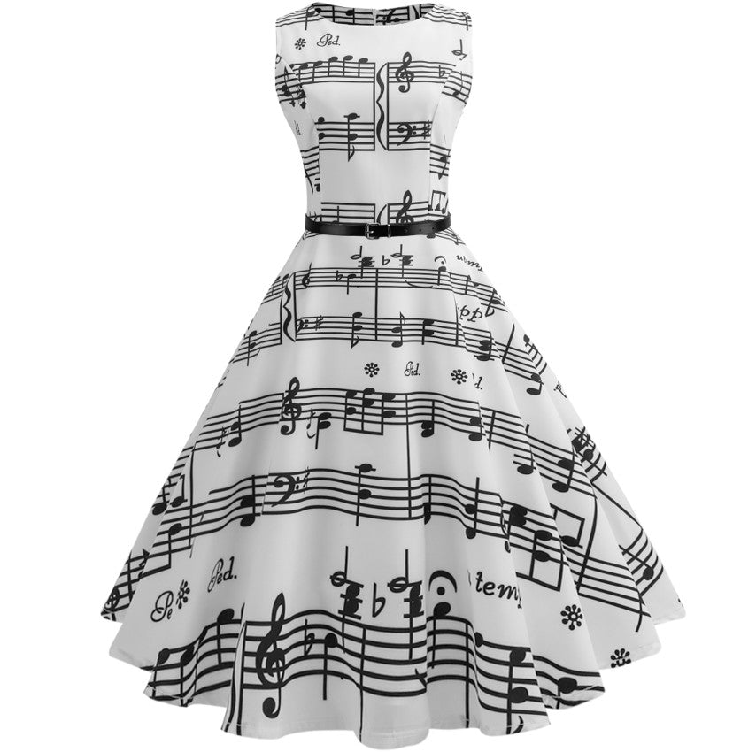 I’ve Got The Music In Me Retro Diner Style Swing All Over Print Dress