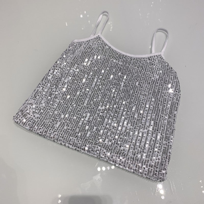 Women's Glitter Cami Tops One Size Stretch Tank Tops