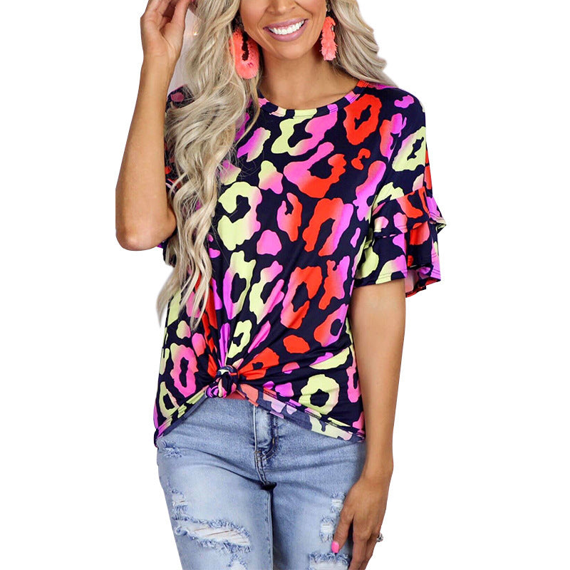 Women Printed Short-Sleeved Round Neck Casual T-Shirt