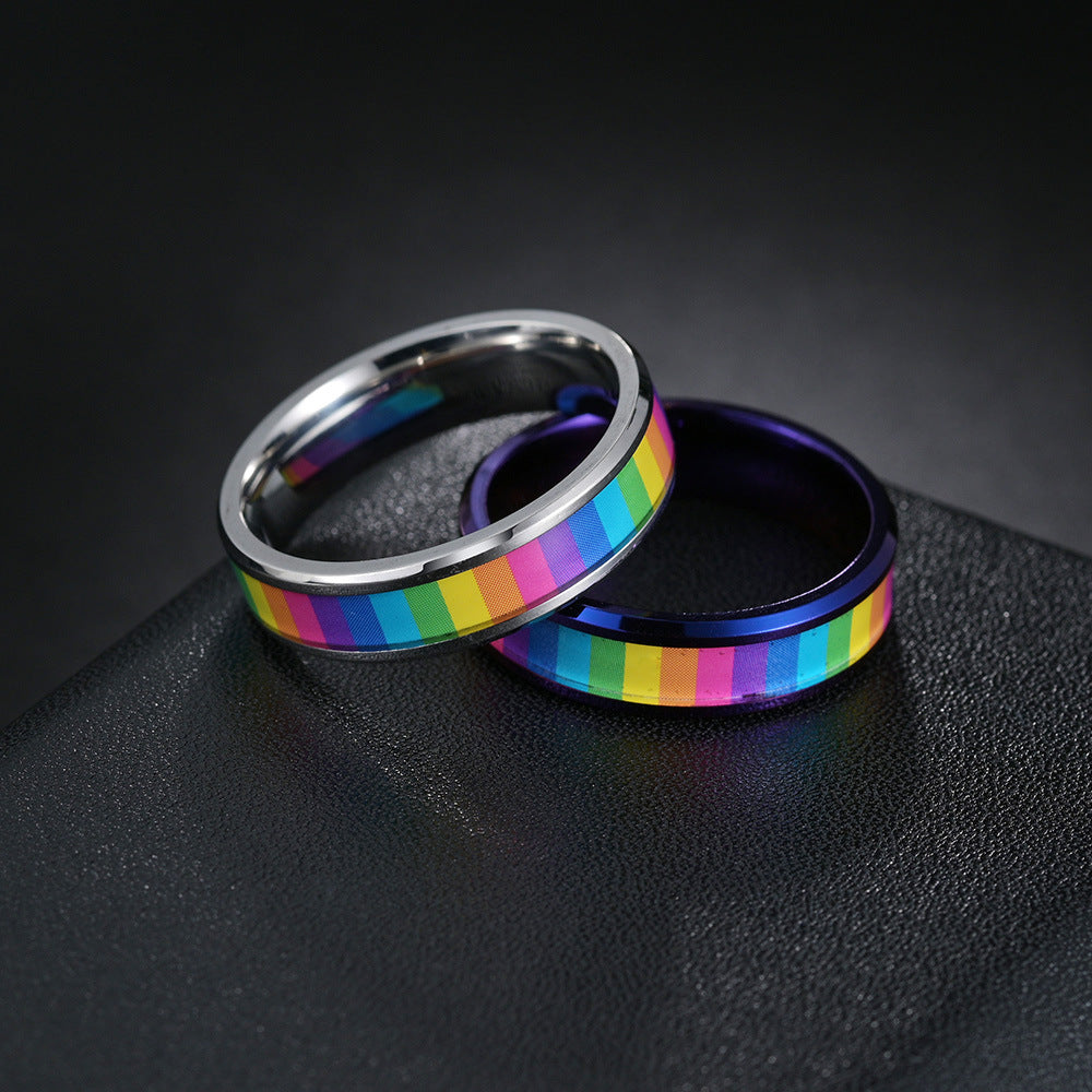 Men's Titanium Steel Rainbow Ring