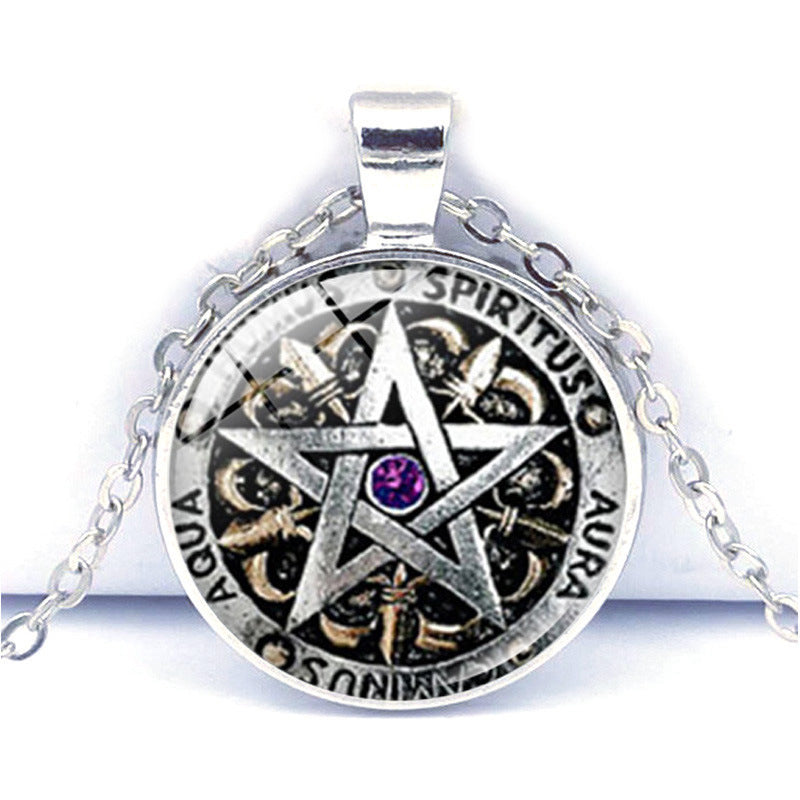 Pentagram Gem Spiritual Locket Look Necklace