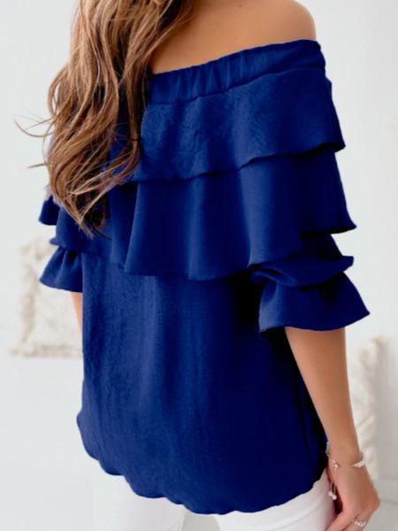 Off Shoulder Tie-Front Ruffle Blouse H6ACEE8PSH