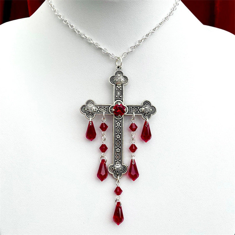 Large Cross Necklace Choke Gothic Pendant