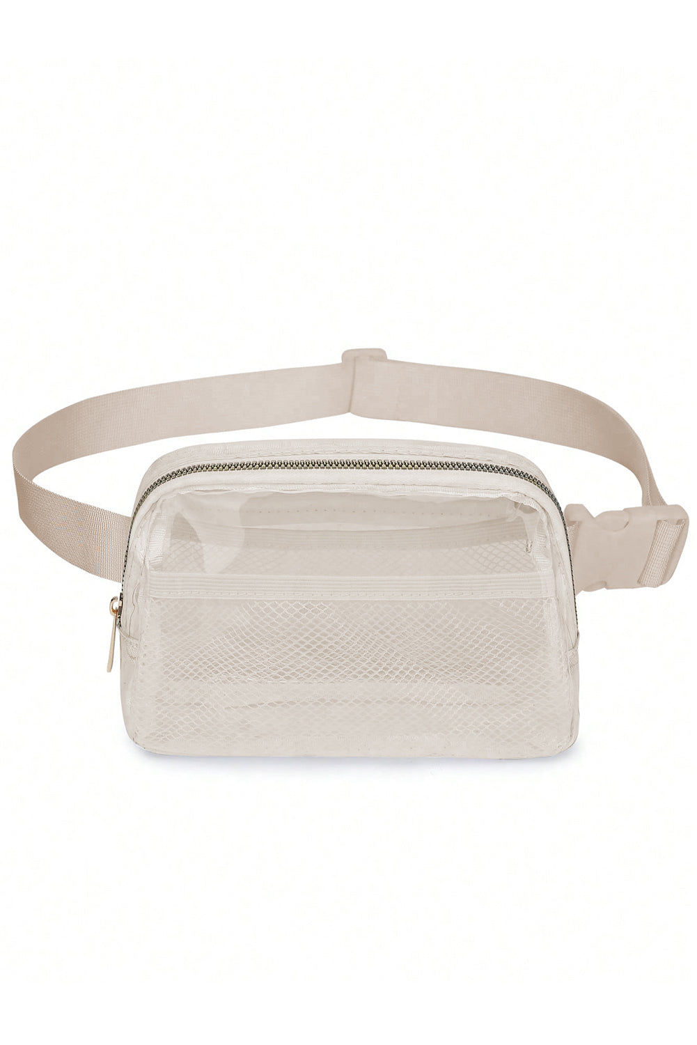 Dark Grey Adjustable Straps Zipper Clear Waist Bag