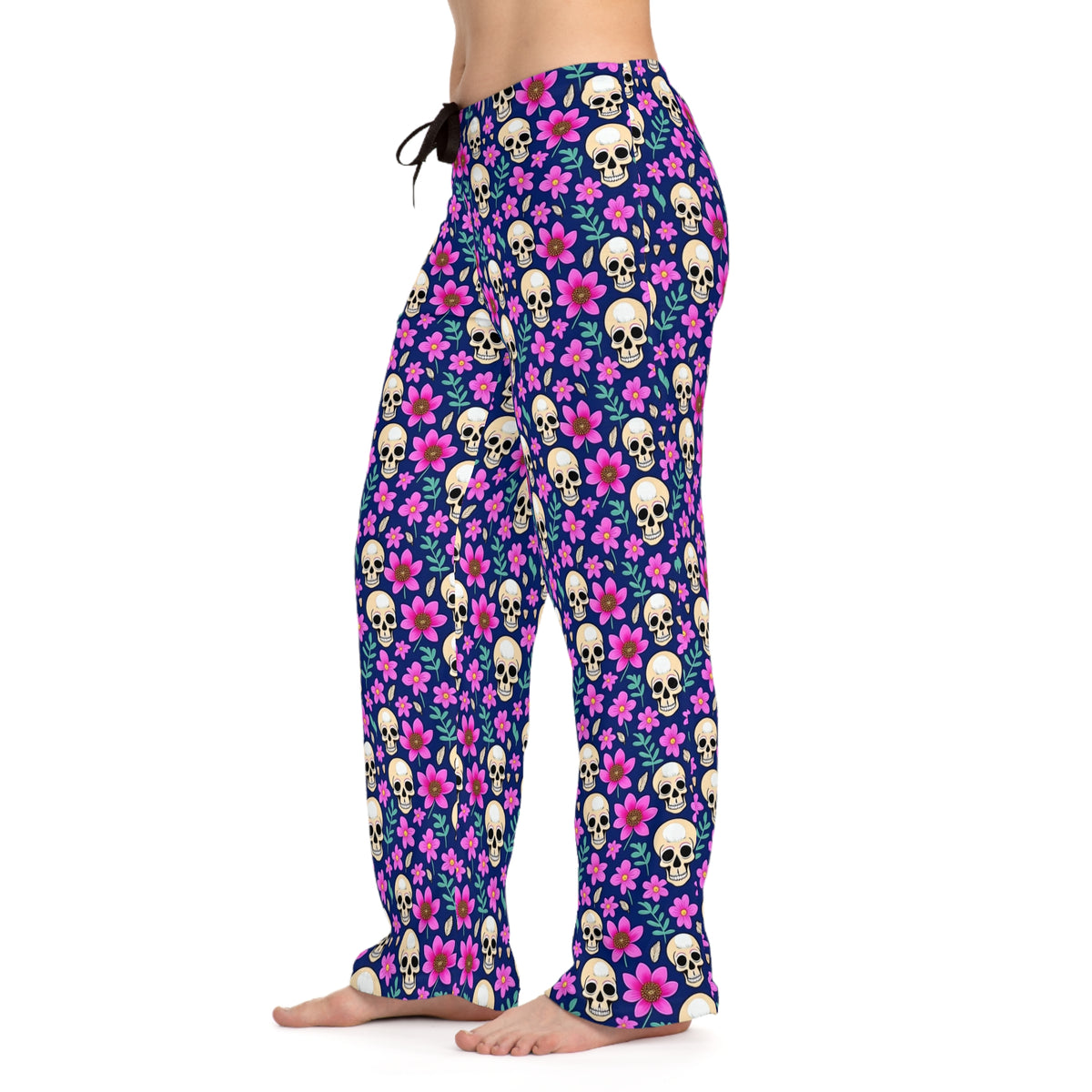 Floral Skull All Over Print Women's Pajama Pants