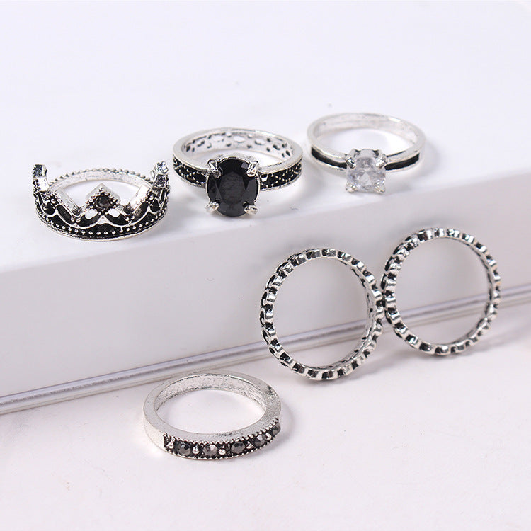 Vintage Style Jewelry Fashion Retro Crown Ring Set