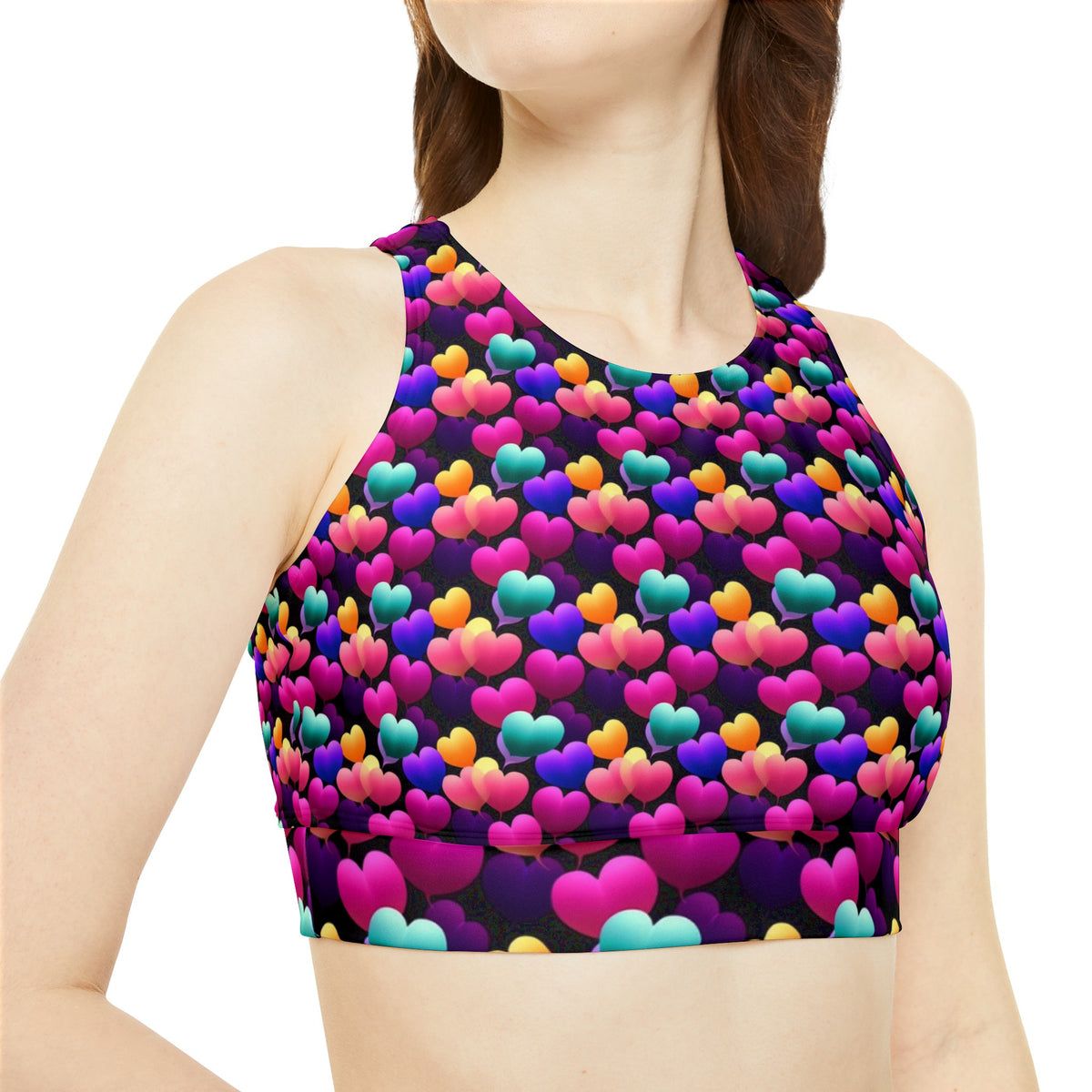 Rainbow Candy Hearts Sporty Bikini Set (AOP)