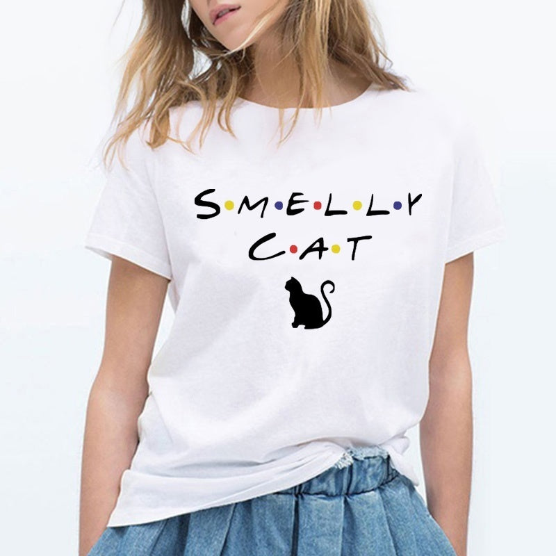 Nostalgic Nineties Smelly Cat Short Sleeved Graphic Tee Shirt