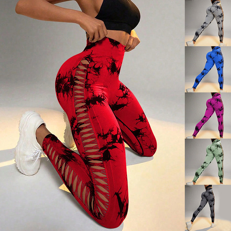 Tie Dye Printed Yoga Pants High Waist Butt Lift Seamless Sports Gym Fitness Leggings Slim Pants For Women Tight Trousers