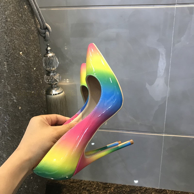 Rainbow gradient stiletto high heels