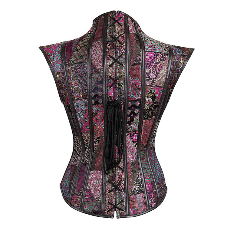 Steampunk Goth Pointed Shoulder Lace Up Corset Top