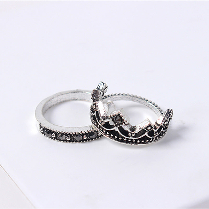 Vintage Style Jewelry Fashion Retro Crown Ring Set