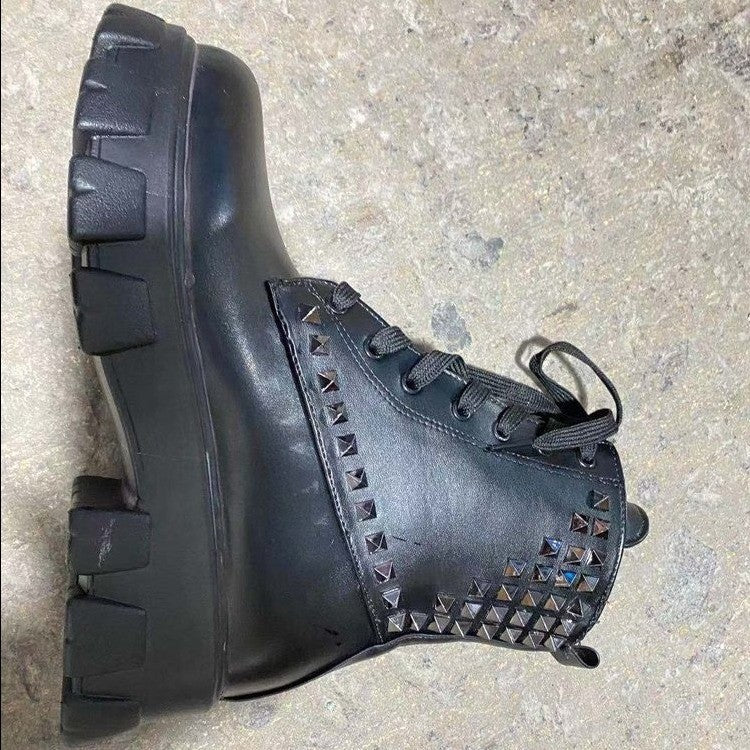 Studded Round Toe Women's Short Boots