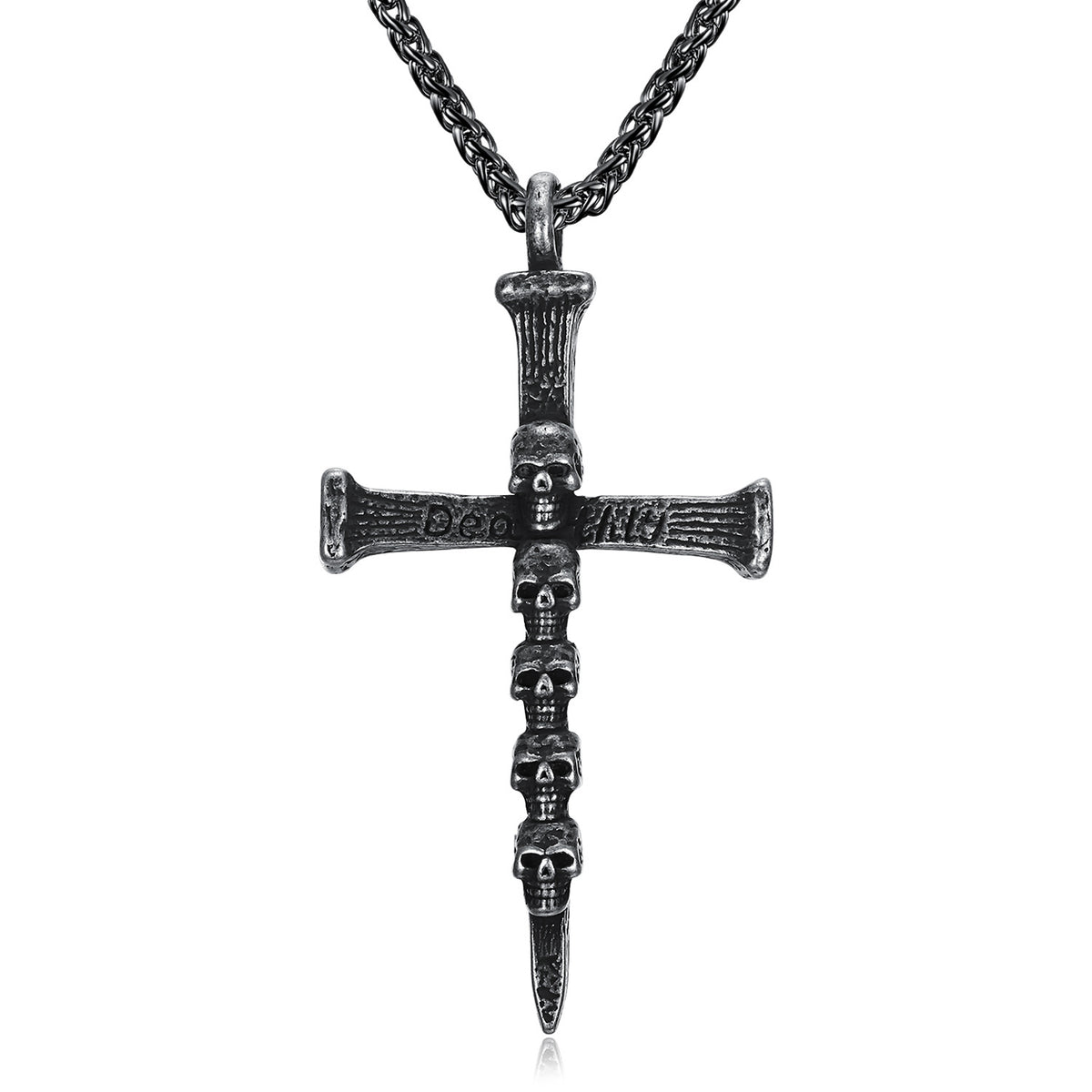 Gothic Skull Cross Stainless Steel Pendant Necklace