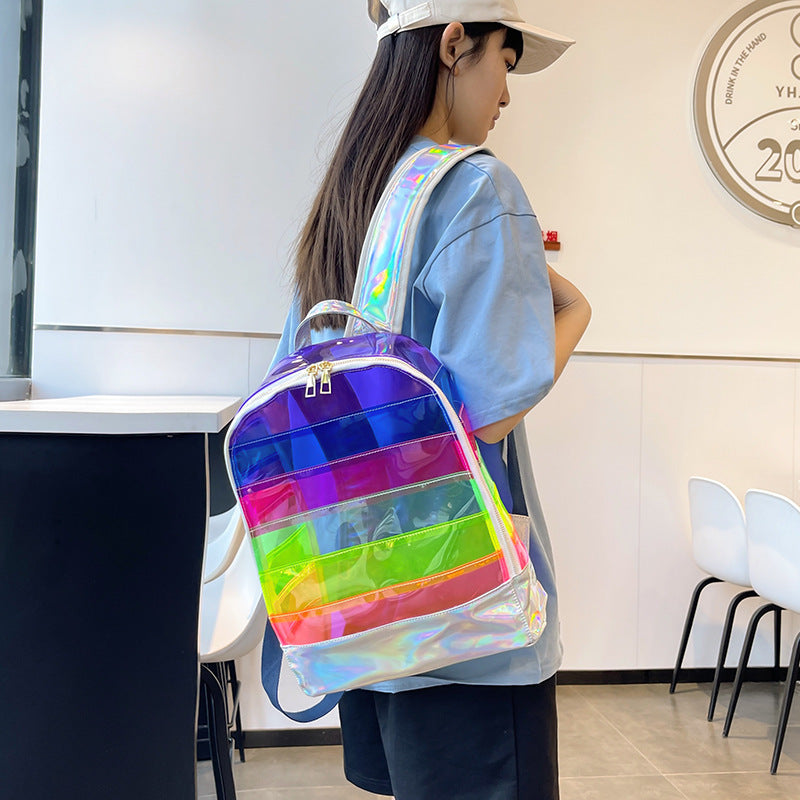 Transparent Novelty Fashion Rainbow PVC Backpack