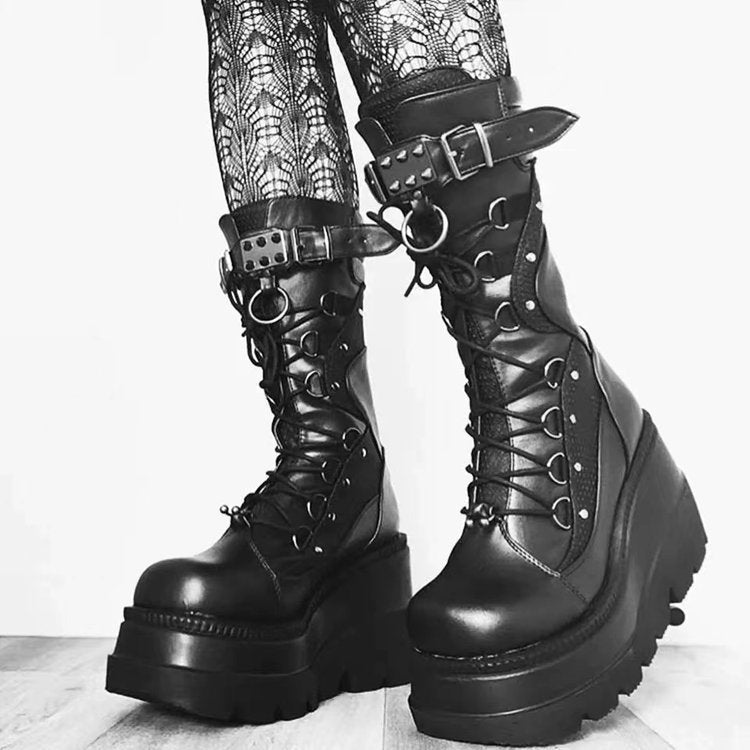 Plus Size Punk Style Street Platform Mid-tube Women's Boots