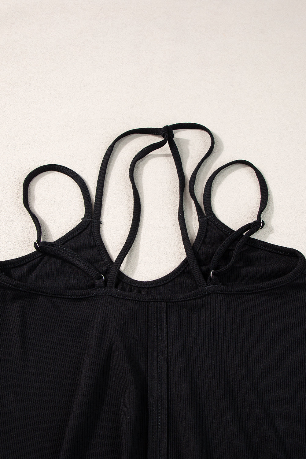 Black Exposed Seam Detail Double Straps Tank Top - Stylish Women's Sleeveless Shirt