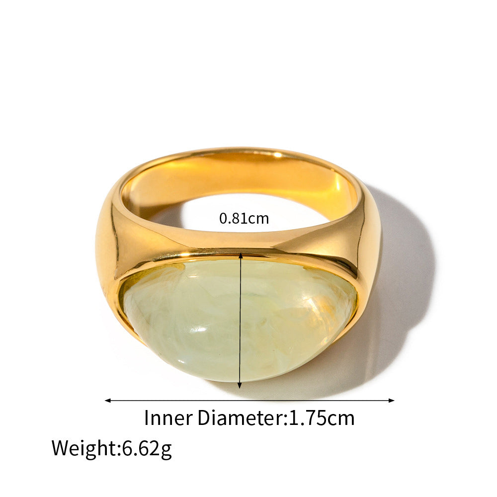 18k gold classic fashion inlaid gemstone design simple style ring