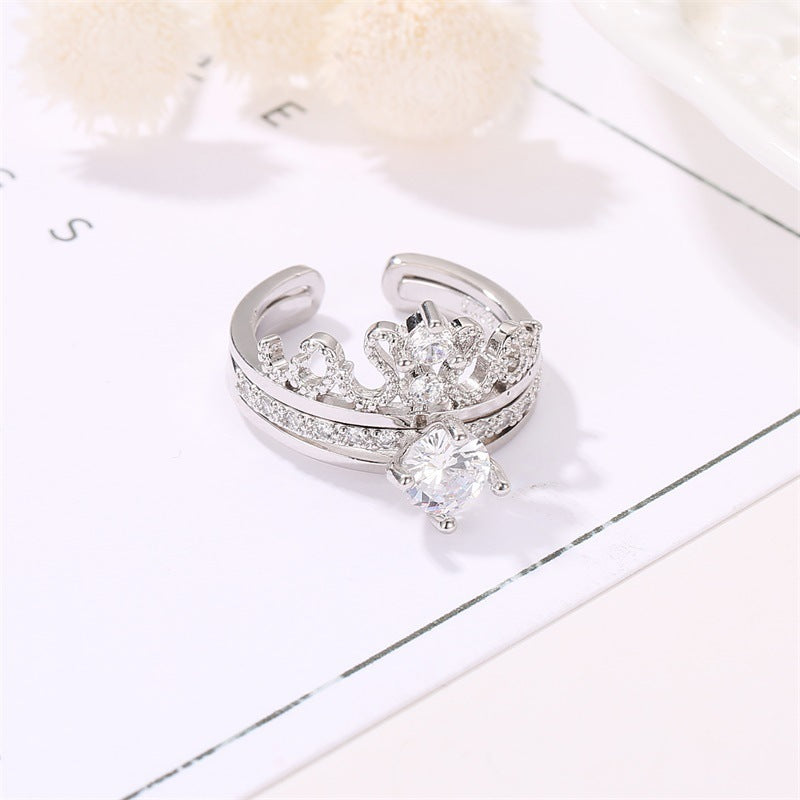 Goddess Crown Open Zircon Adjustable Ring