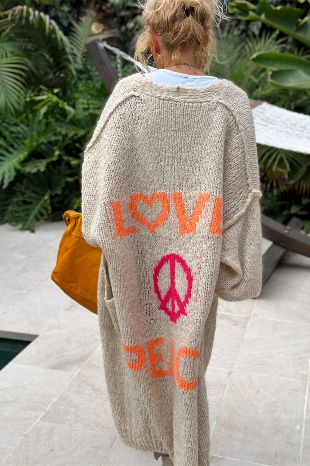 Love And Peace - Dropped Shoulder Long Sleeve Cardigan