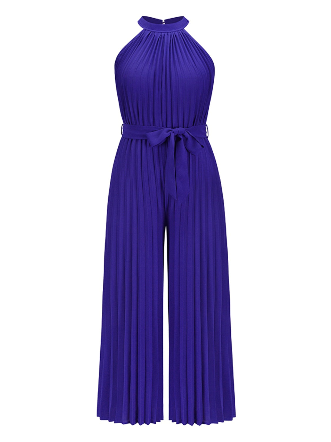 Cutout Tied Pleated Sleeveless Jumpsuit