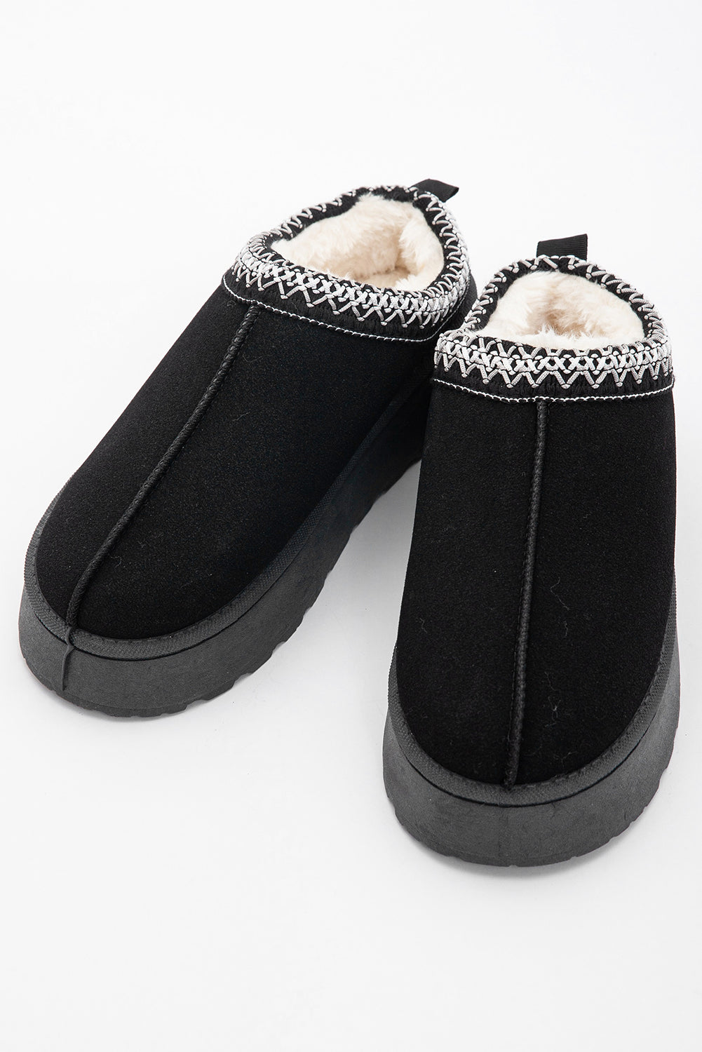 Chestnut Plush Suede Trim Thick Sole Flat Snow Boots