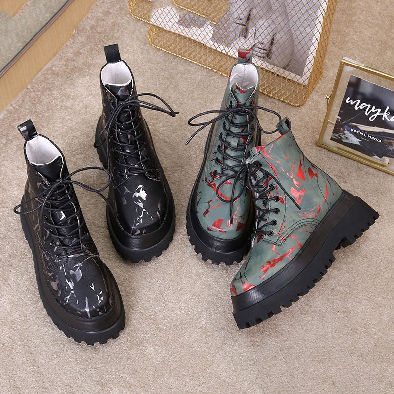 Printed Graphic High Top Festival Fashion Ankle High Boots