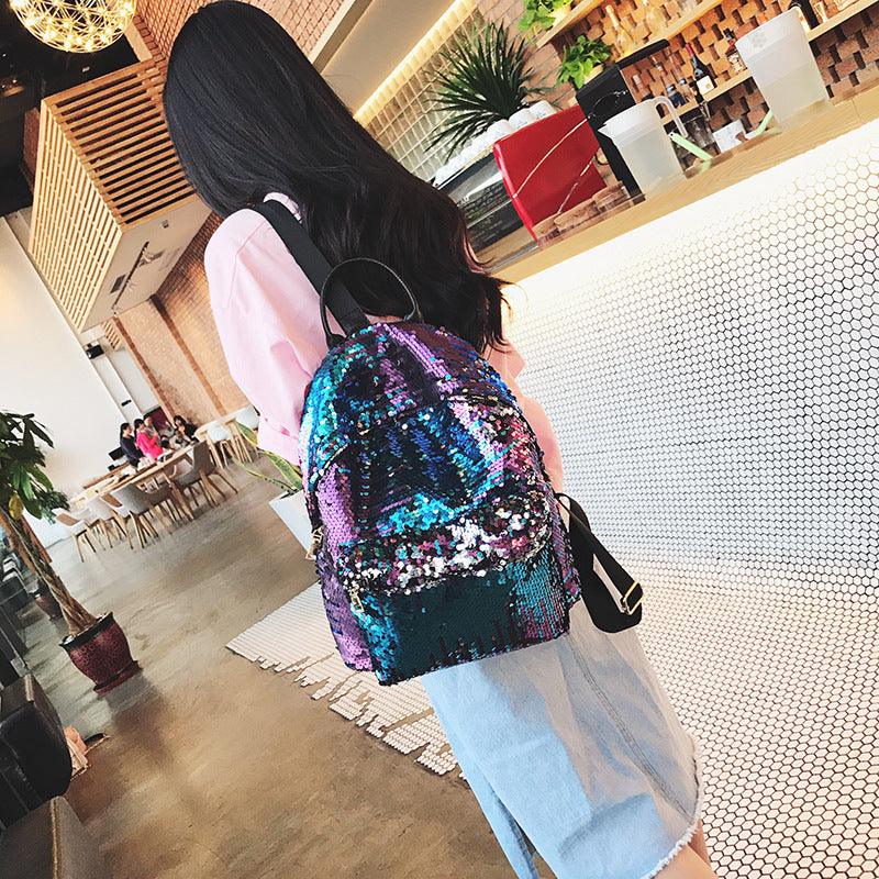 Large Capacity Sequin Mermaid Vibes Shoulder Backpack