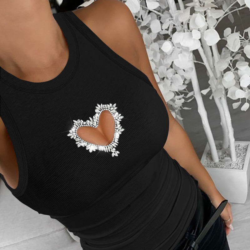 Hollowed Heart Shaped Box Sleeveless Top