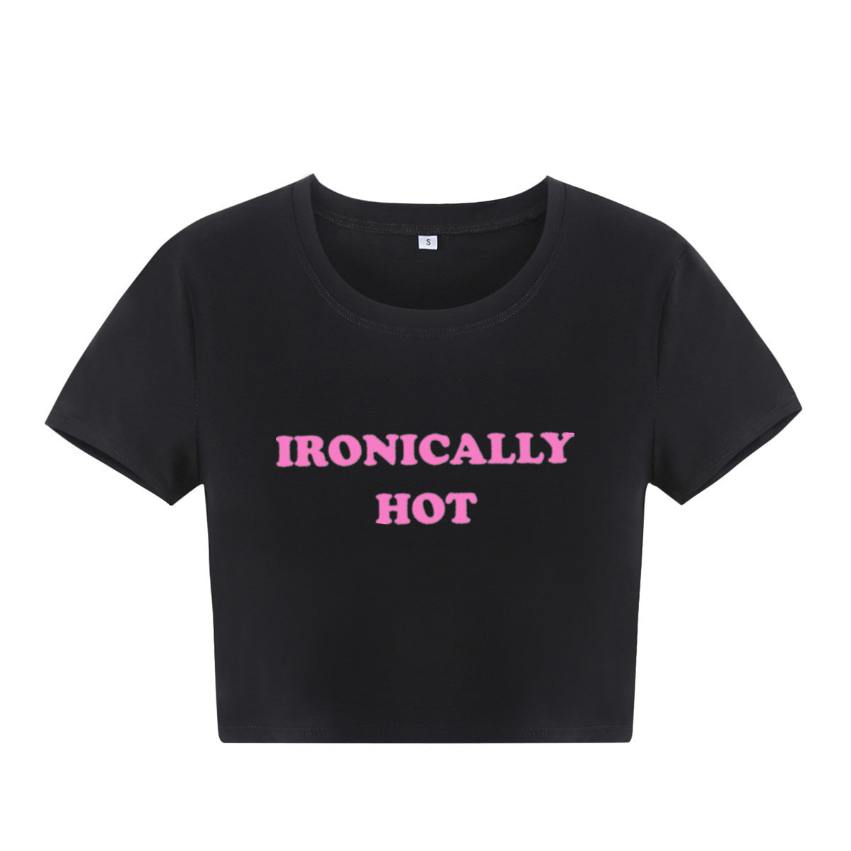 Ironically Hot Graphic Print Retro Throwback Cropped Short Sleeve Tee Shirt