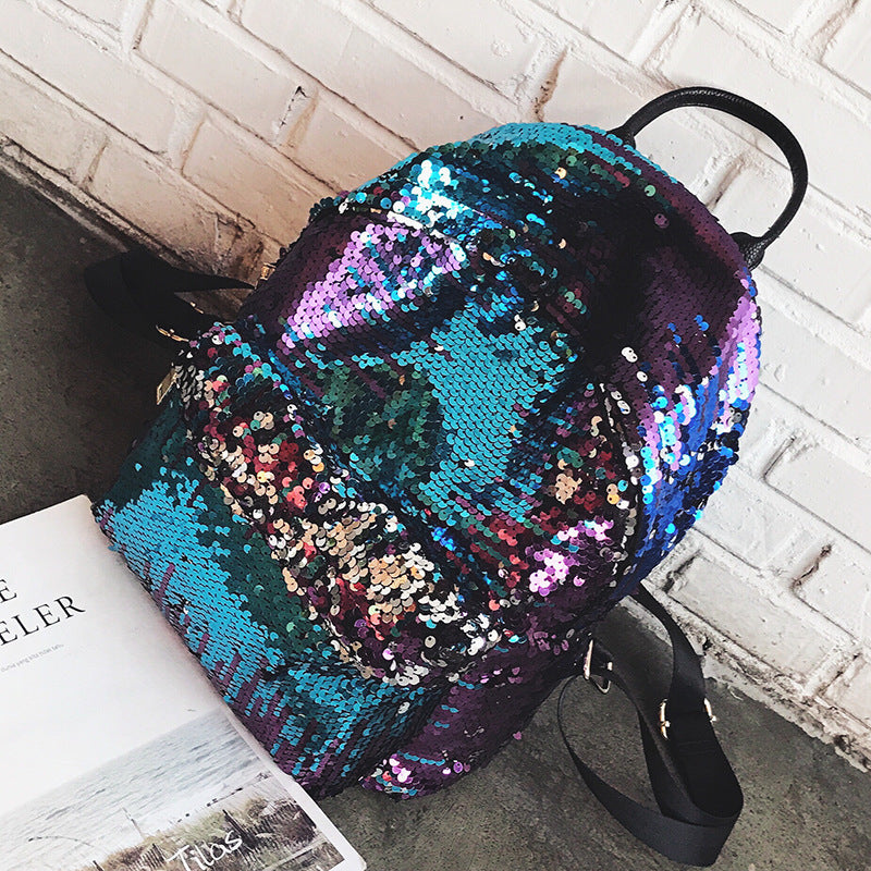 Large Capacity Sequin Mermaid Vibes Shoulder Backpack