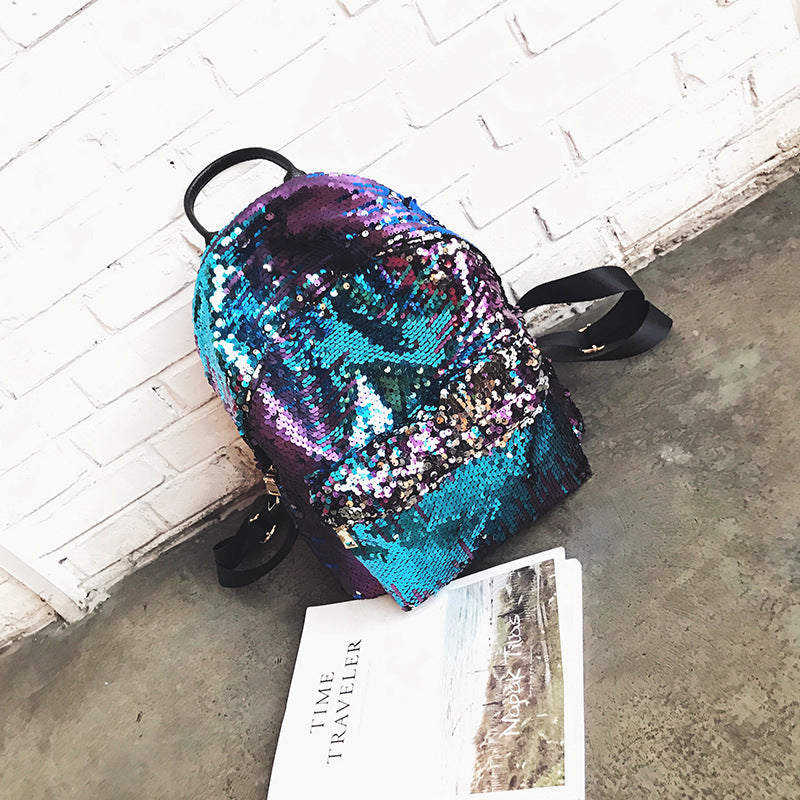 Large Capacity Sequin Mermaid Vibes Shoulder Backpack