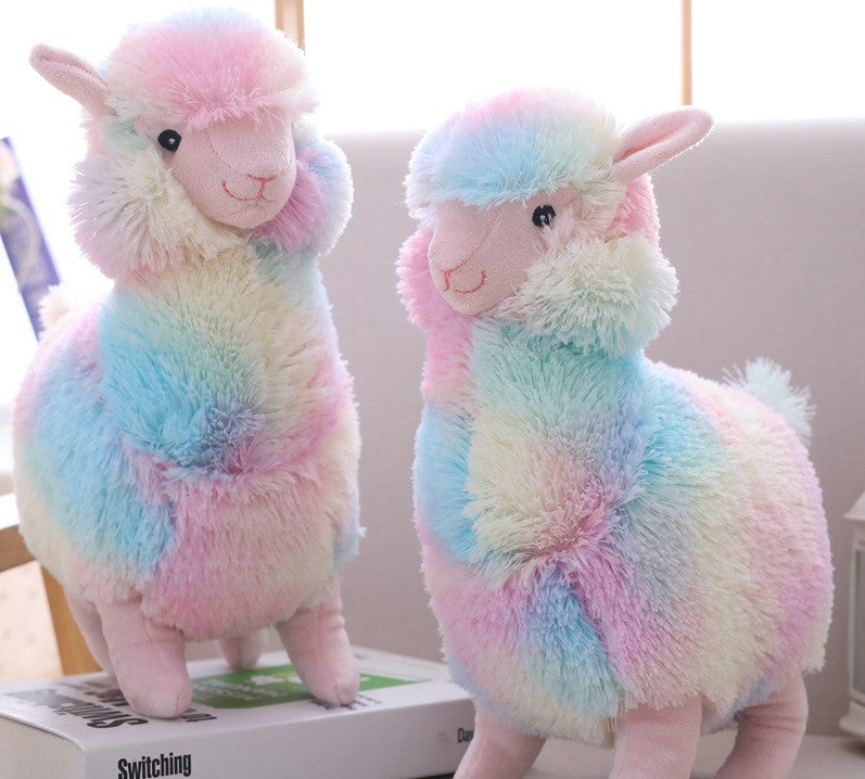 30cm Happy Plush Rainbow Alpaca