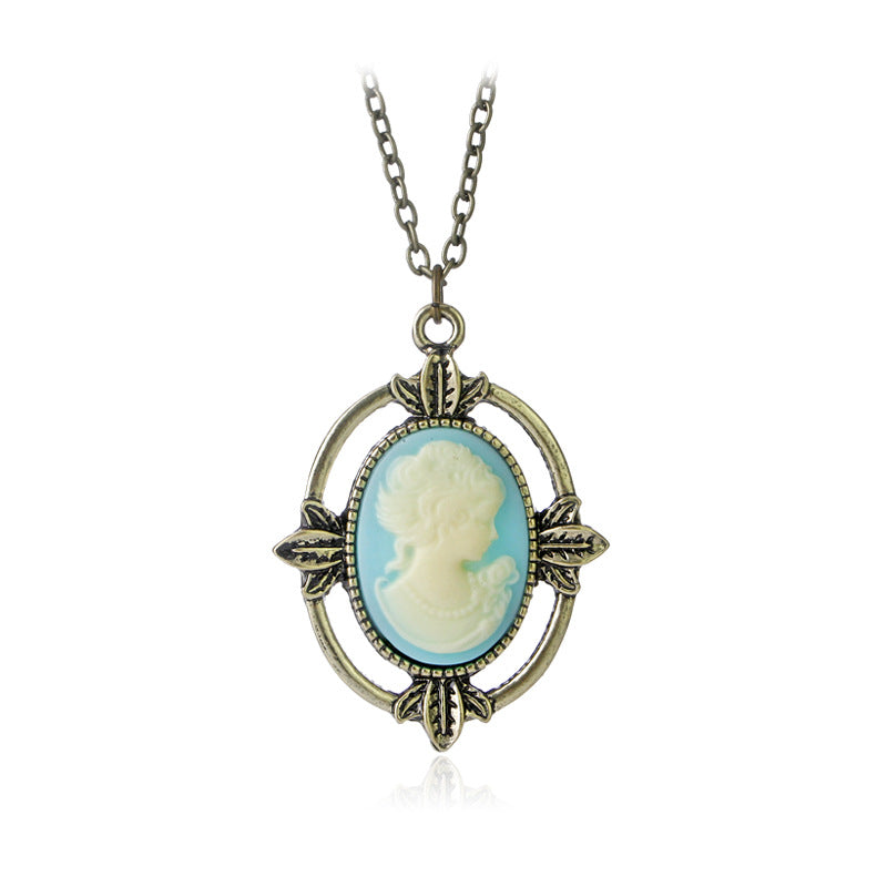 Alloy Gemstone Cameo Inspired Necklace