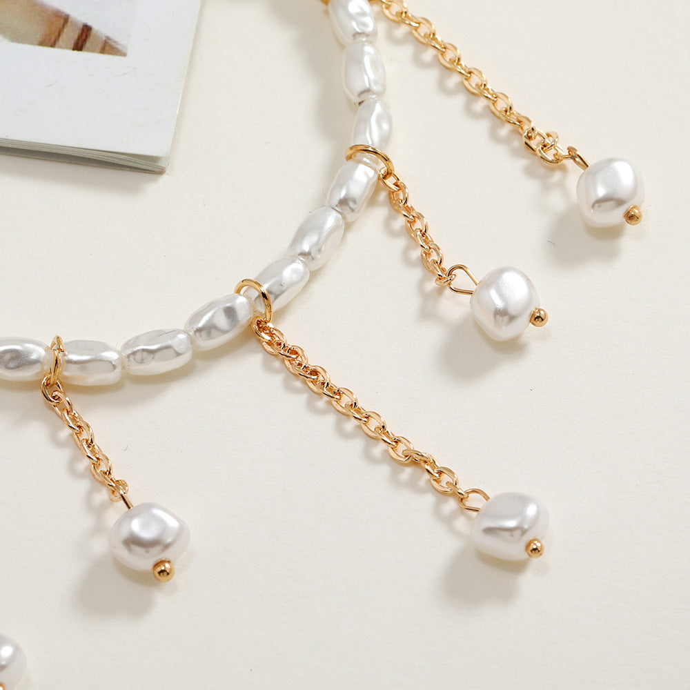 Faux Pearl Pendant Anklet