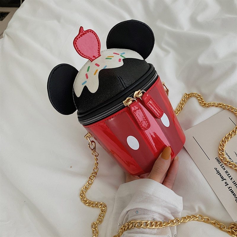 Small Novelty Cylinder Strawberry Cupcake Chain Strap Cross Body Shoulder Bag