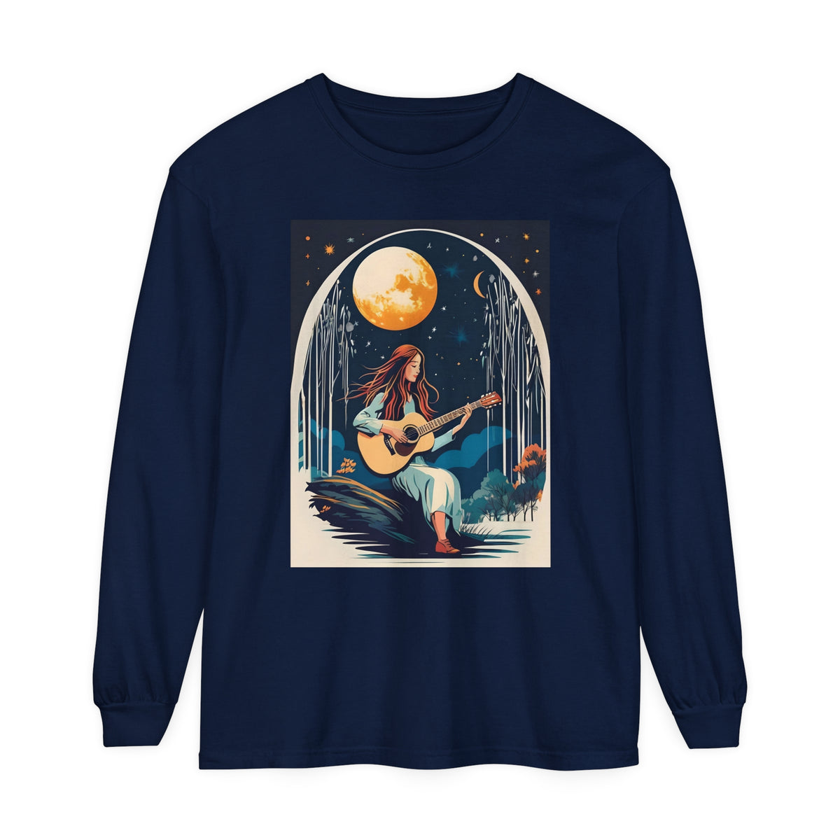 Night Melodies Unisex Garment-dyed Long Sleeve T-Shirt