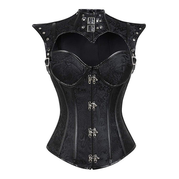 Steampunk Goth Pointed Shoulder Lace Up Corset Top