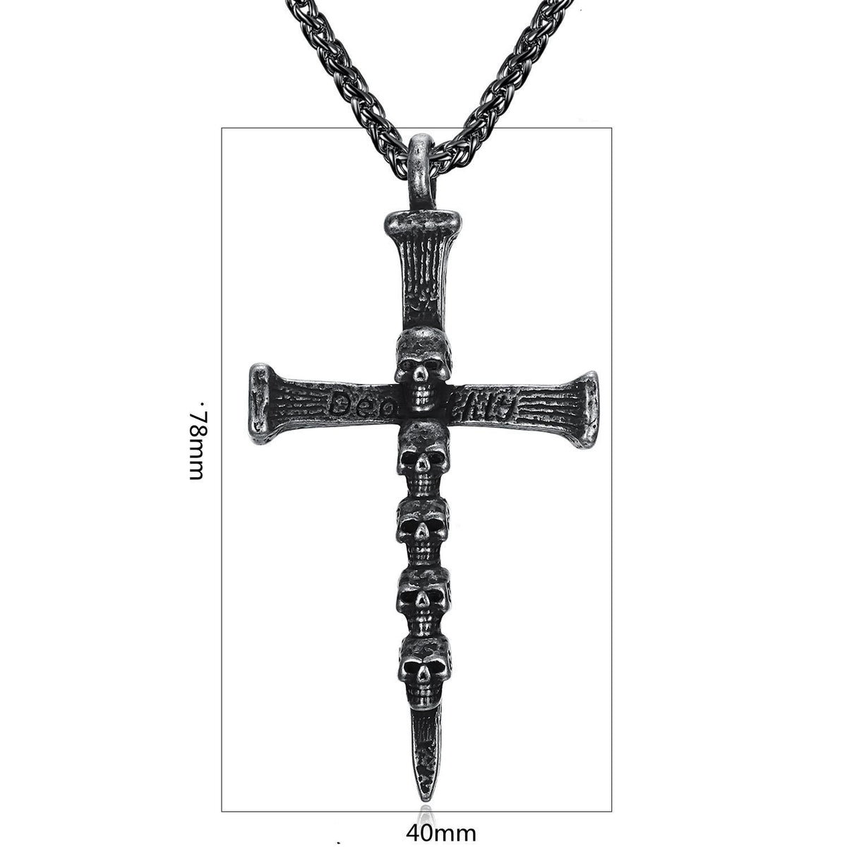 Gothic Skull Cross Stainless Steel Pendant Necklace